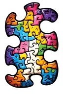 autism puzzle piece and brain with blue purple shading tattoo design idea
