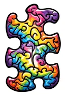 autism puzzle piece and brain with blue purple shading tattoo design idea