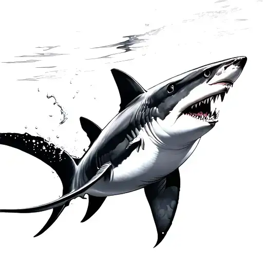 mako shark swimming tattoo design idea