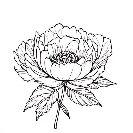 thin line peony in field journal style tattoo tattoo design idea