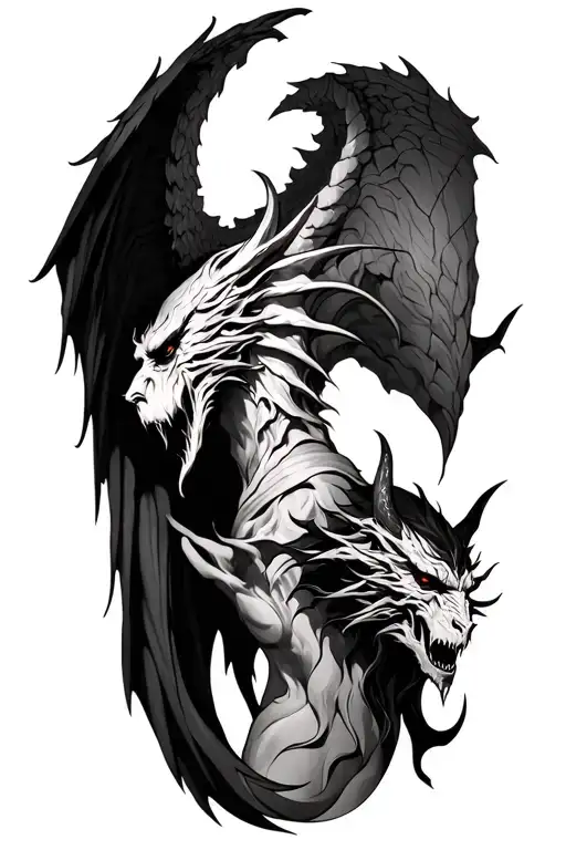 angle vs demon tattoo design idea