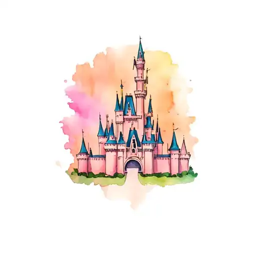 disney castle tattoo design idea