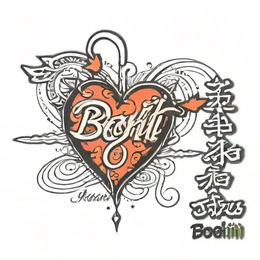 Fineline tattoo heartbeat line Bodhi name written tattoo design idea