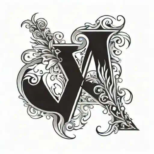 the letter V with kids birth years 1997, 2000, 2006 and 2016  tattoo design idea