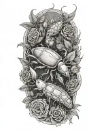 a tattoo sleeve with a venus-flytrap centipede, Hercules beetle, scorpion, and a moth   tattoo design idea