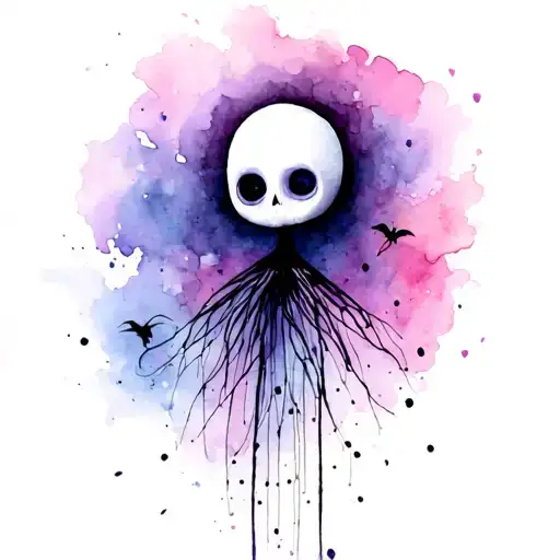 tim Burton inspired scene tattoo design idea