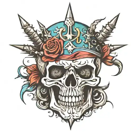 skull with liberty spikes   tattoo design idea