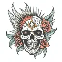 skull with liberty spikes   tattoo design idea