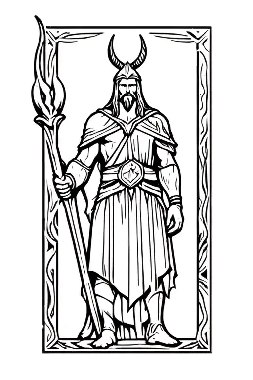 Norse god heimdall with horn tattoo design idea