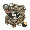 record player with disco ball  tattoo design idea