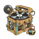 record player with disco ball  tattoo design idea