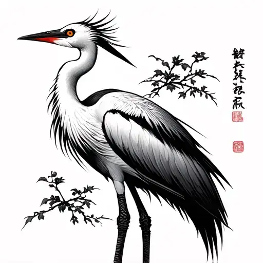 Crane Japanese tattoo design idea
