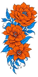 blue and orange line work tattoo design idea