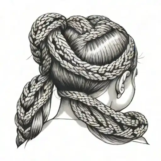 6 year old girl facing backwards with pigtail braids made of snakes instead of hair  tattoo design idea