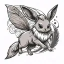 Eevee playing badminton tattoo design idea