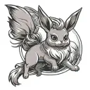 Eevee playing badminton tattoo design idea