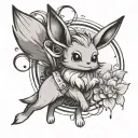 Eevee playing badminton tattoo design idea