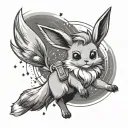 Eevee playing badminton tattoo design idea