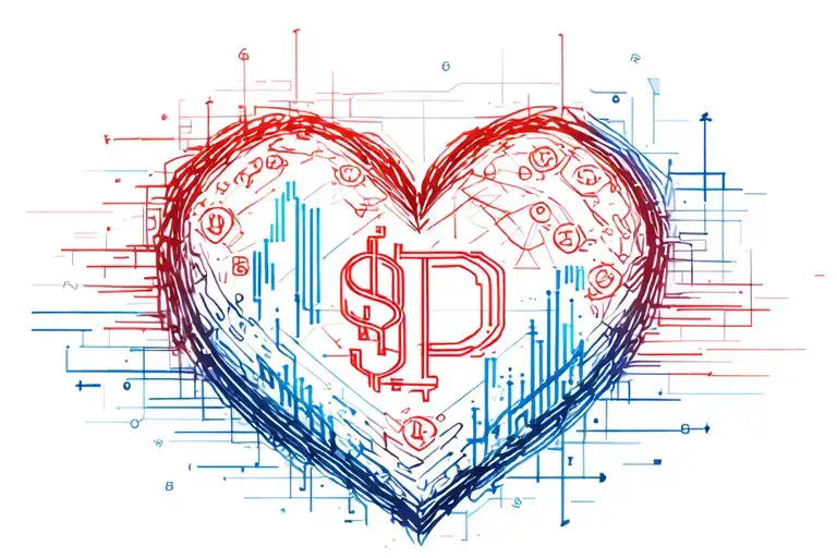 Heart technology love money cryptocurrency forex trading tattoo design idea