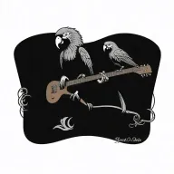 parrot pirate perched on a guitar tattoo design idea