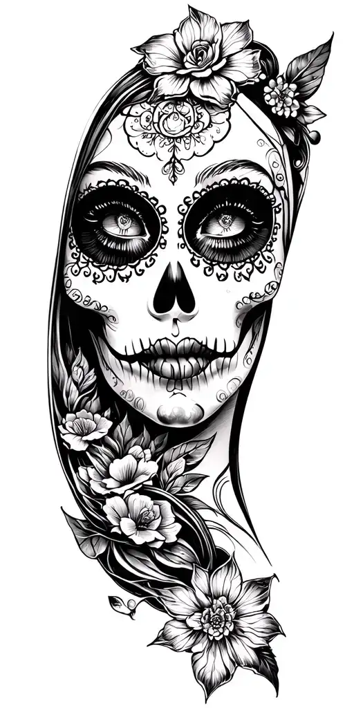 I want a tattoo to close the top of the arm (I have a thin arm), take an example like Catrina de Sao Paulo tattoo design idea
