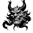 tow face oni mask tattoo design idea