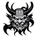 tow face oni mask tattoo design idea