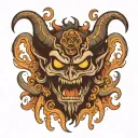 shadow demon standing tattoo design idea