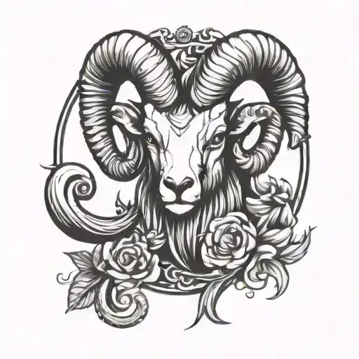 whimsical ram spiral horn tattoo design idea