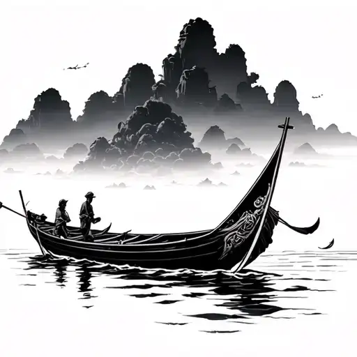 Vietnamese boat tattoo design idea