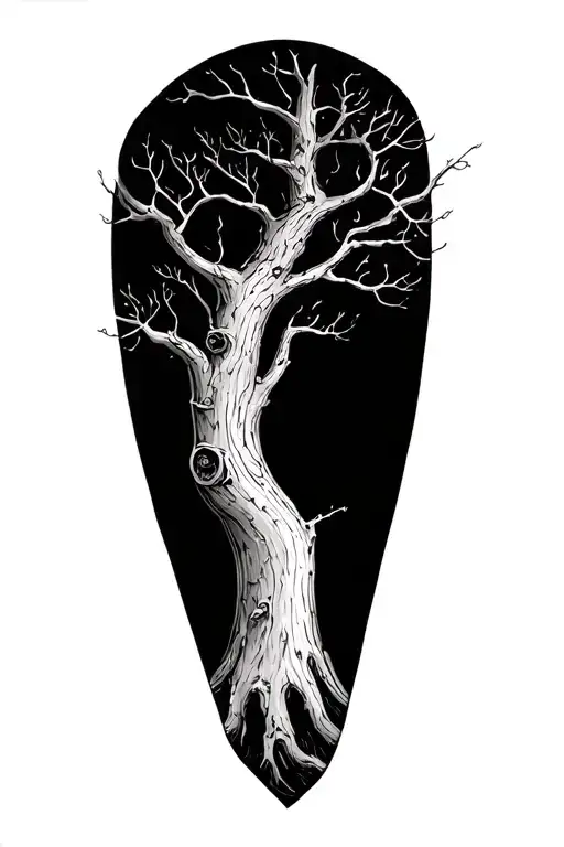 white oak tree tattoo design idea
