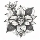 cattleya delicate logo lotus thin lines tattoo design idea