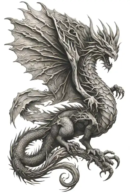 Serbian roots, dragon, dreamer, wings spread wide tattoo design idea