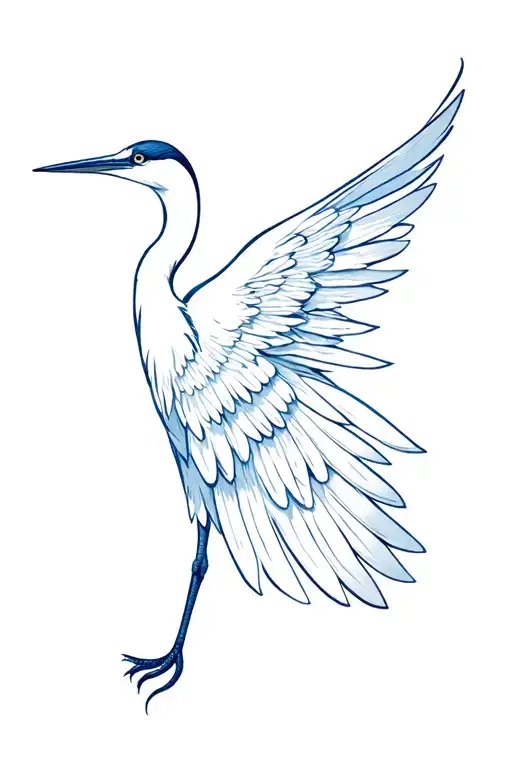simplistic blue heron wing tattoo design idea