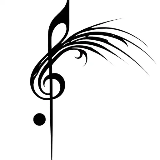 key of g note with a wave of lines tattoo design idea