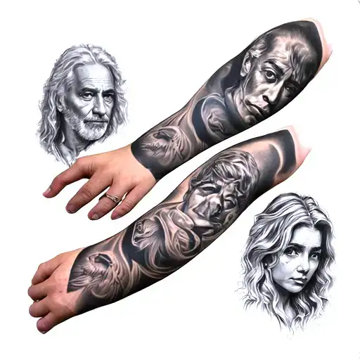 Family members for full arm tattoo sketch tattoo design idea