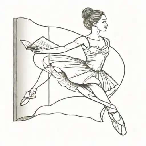 A ballerina coming out of a book open in front tattoo design idea