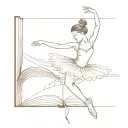 A ballerina coming out of a book open in front tattoo design idea