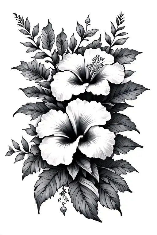 flower hibiscus & vines wrapped evenly tattoo design idea