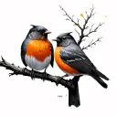 Two Robins tattoo design idea