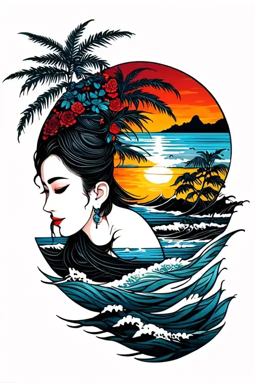 I want a tattoo to represent my mum she died of colon cancer and loved sunsets and the beach. She also loved taking phot tattoo design idea