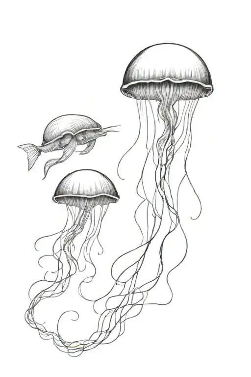 jellyfish fish crab tattoo design idea