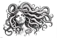 urban African culture Medusa tattoo design idea