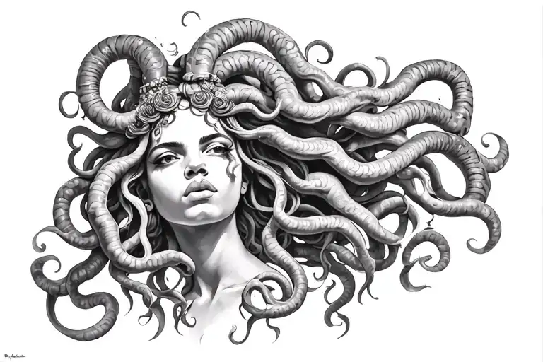 urban African culture Medusa tattoo design idea