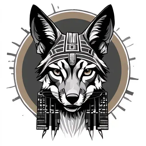 Egyptian jackal form tattoo design idea