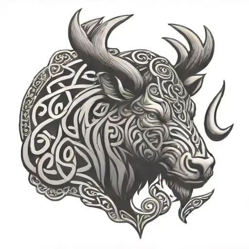 Celtic Buck Bear Bull head tattoo design idea