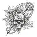 words: " Risk It All" LWC tattoo design idea