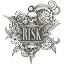 words: " Risk It All" LWC tattoo design idea