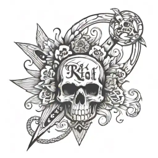 words: " Risk It All" LWC tattoo design idea