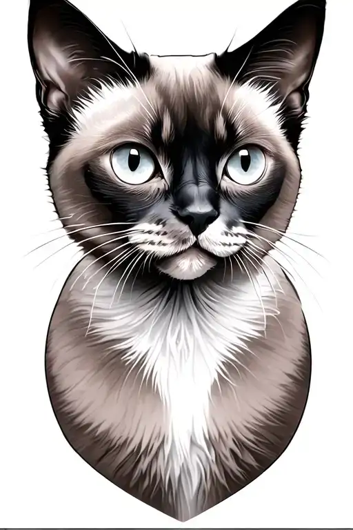neo traditional siamese cat tattoo design idea